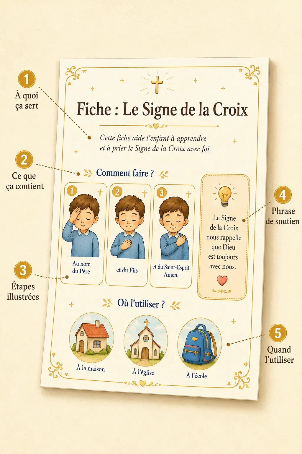 Preview de uma ficha real do kit com os 5 elementos explicados